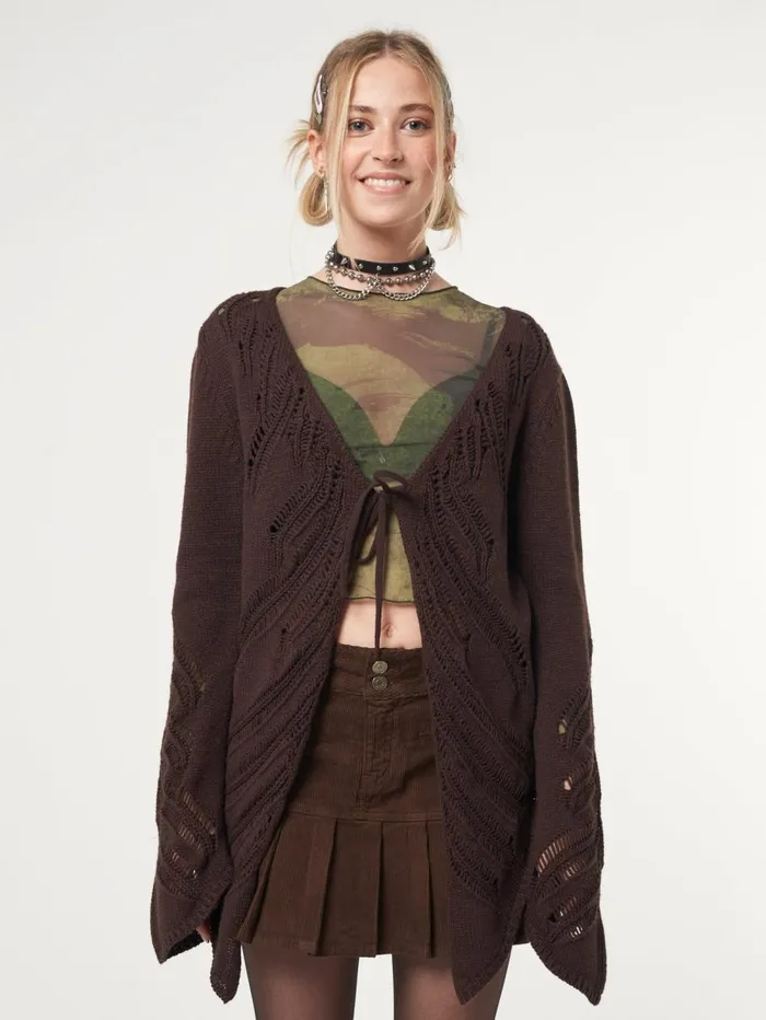 Women Minga London Jackets and Cardigans Fairy Asymmetric Tie Front Cardigan