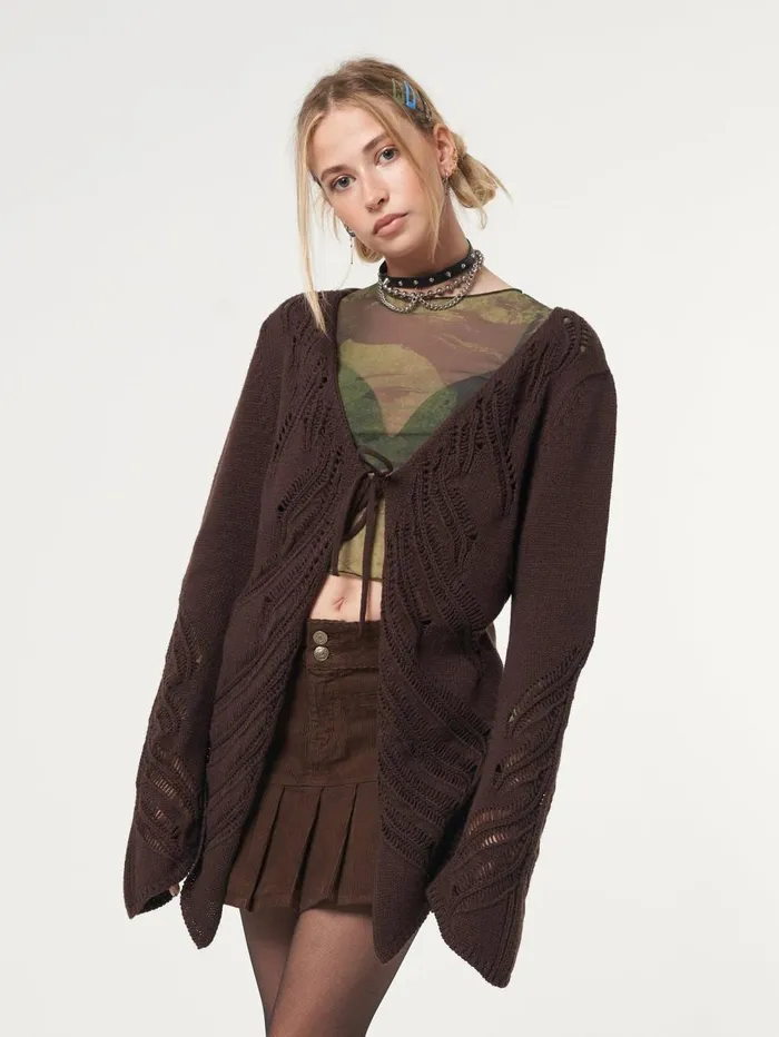 Women Minga London Jackets and Cardigans Fairy Asymmetric Tie Front Cardigan