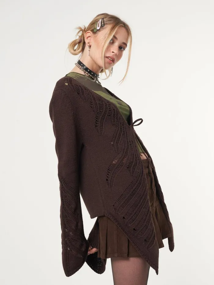 Women Minga London Jackets and Cardigans Fairy Asymmetric Tie Front Cardigan