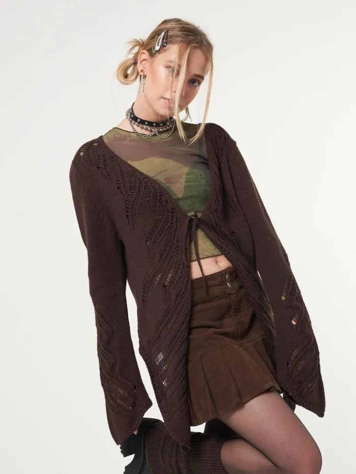 Women Minga London Jackets and Cardigans Fairy Asymmetric Tie Front Cardigan
