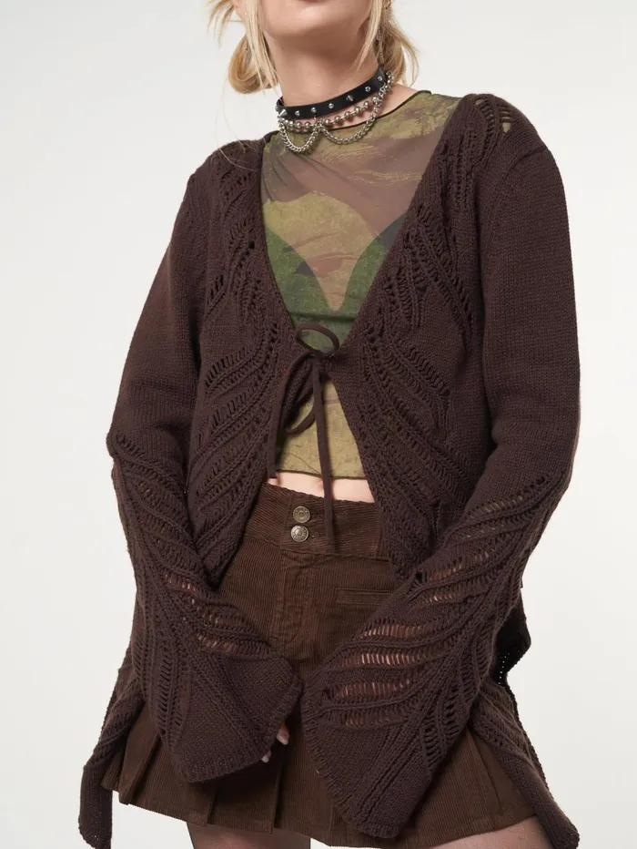 Women Minga London Jackets and Cardigans Fairy Asymmetric Tie Front Cardigan