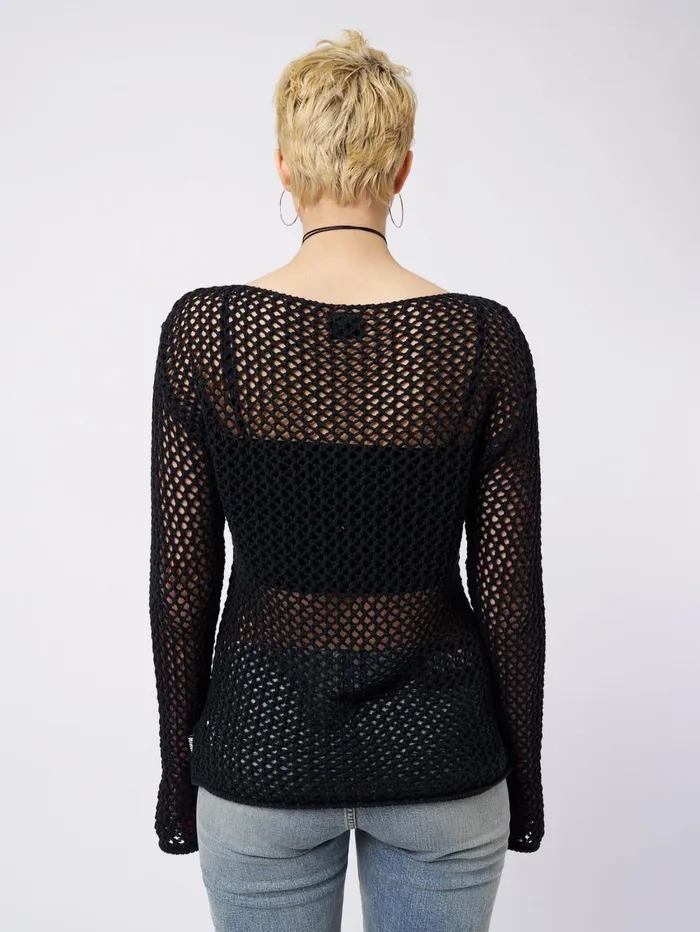 Women Minga London Knitwear Cerise Open Knit Jumper
