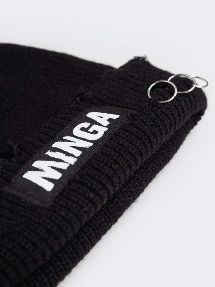Women Minga London Shop All Minga Black Distressed Beanie