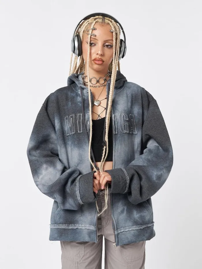 Women Minga London Sweaters and Hoodies Minga Tie Dye Zip Up Hoodie