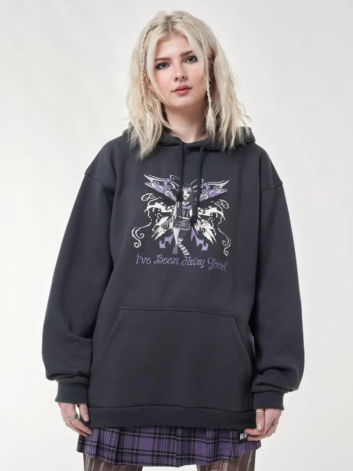 Women Minga London Sweaters and Hoodies Wicked Fairy Dark Grey Hoodie