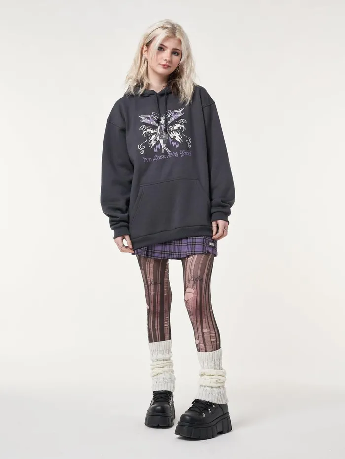 Women Minga London Sweaters and Hoodies Wicked Fairy Dark Grey Hoodie