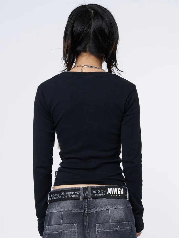 Women Minga London Tops and TShirts Abstrakt Black Green Graphic Top