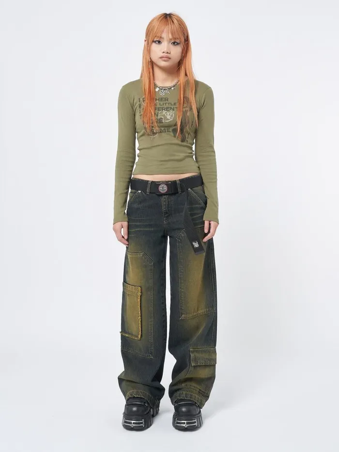 Women Minga London Tops and TShirts Rather Be Different Khaki Graphic Top