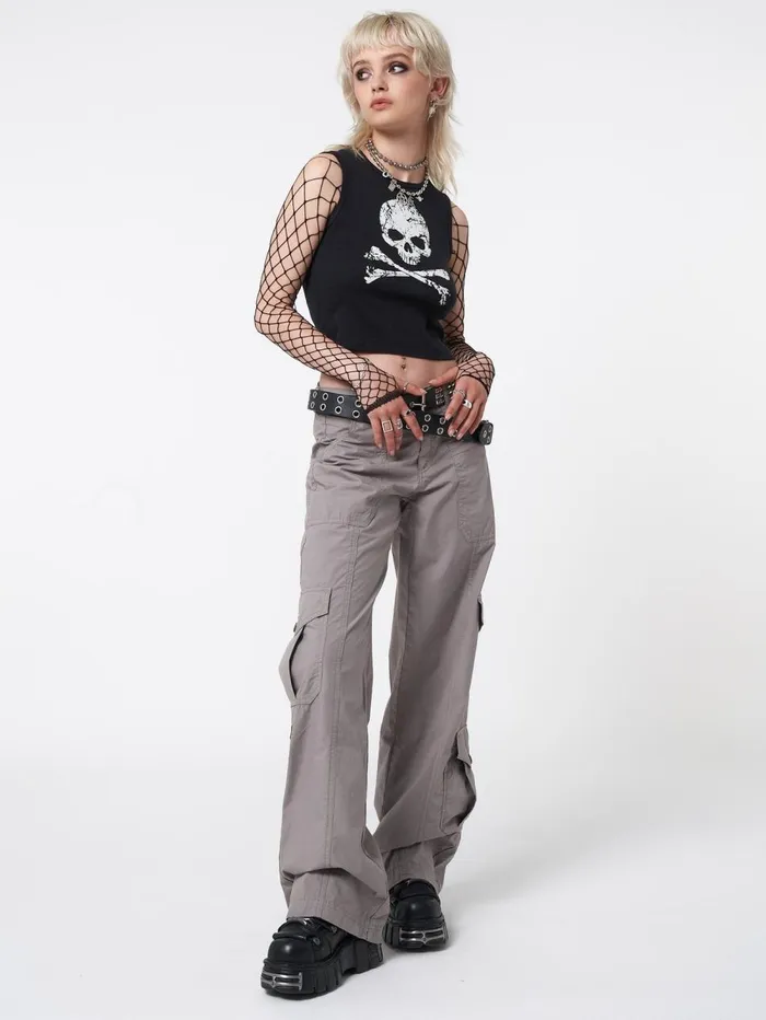 Women Minga London Tops and TShirts Skull Crossbones Black Vest Top