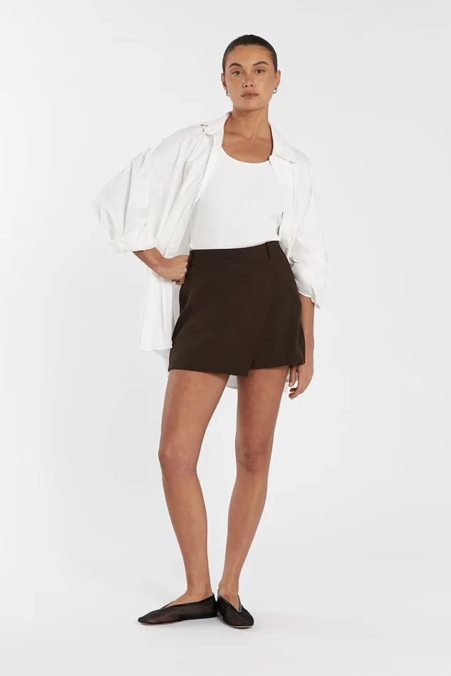 Women Mini DISSH JULIE BITTER CHOC TAILORED SKORT