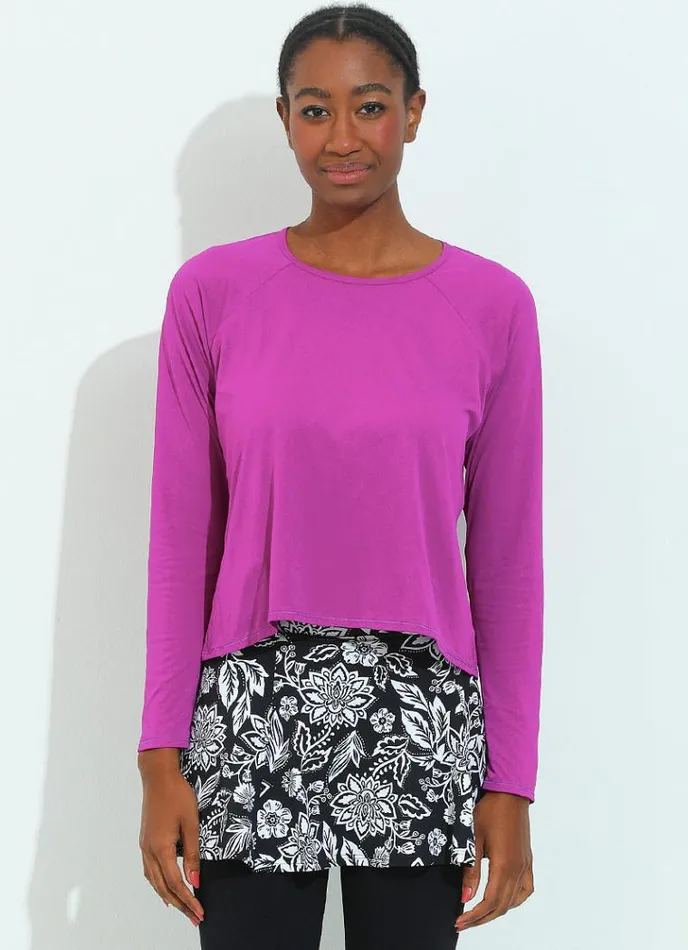 Women Move Shirt Magenta Dona Jo Long Sleeve Shirts