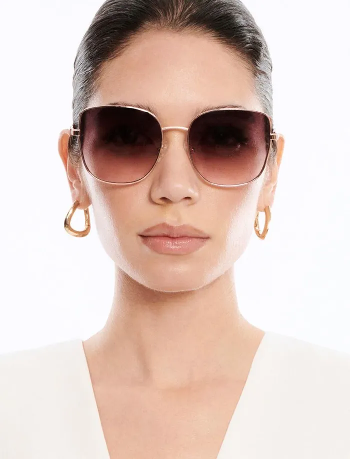 Women Muse Square Sunglasses Shiny Rose Gold BCBG Sunglasses