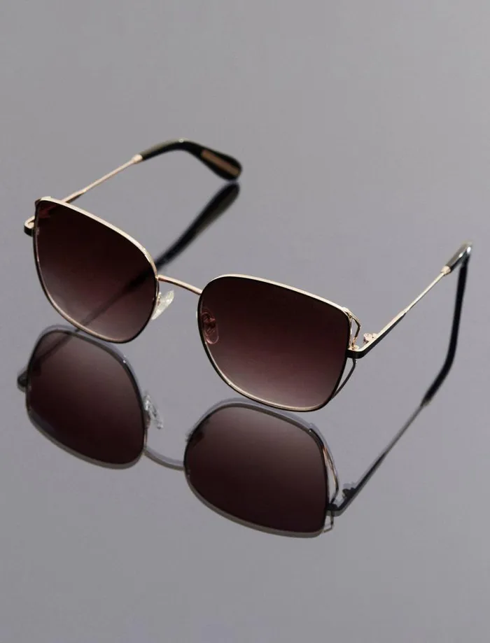 Women Muse Square Sunglasses Shiny Rose Gold BCBG Sunglasses