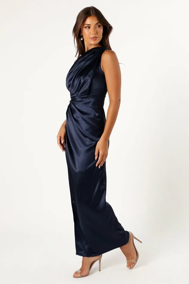Women Nadia One Shoulder Maxi Dress Navy Event Dresses Petal and Pup