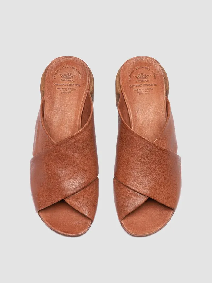 Women Officine Creative Footwear HADRY 007 Brown Leather Slide Sandals Women Officine Creative Footwear HADRY 007 Brown Leather Slide Sandals