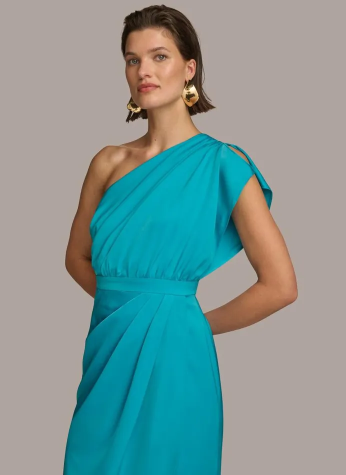 Women ONE SHOULDER DRAPE GOWN Lagoon Donna Karan New York Dresses And Jumpsuits Women ONE SHOULDER DRAPE GOWN Lagoon Donna Karan New York Dresses And Jumpsuits