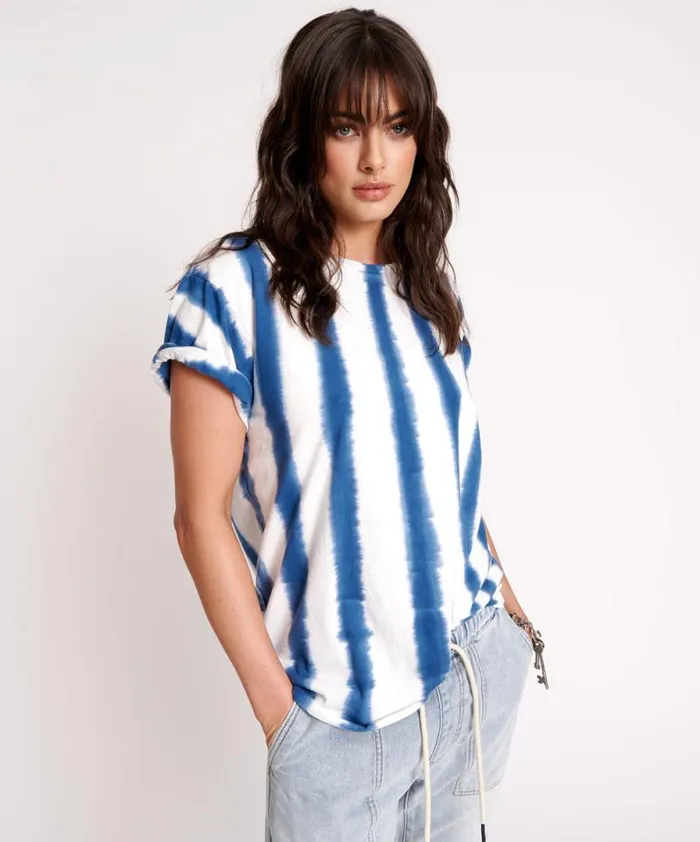 Women ORGANIC HAND PAINTED STRIPE UNISEX TEE One Teaspoon Tees and Tanks