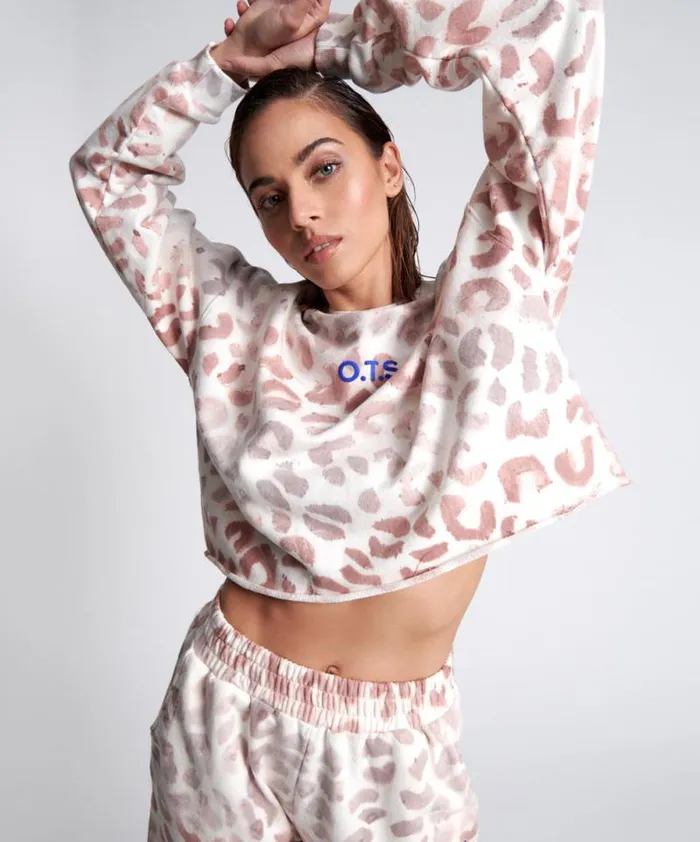 Women OTS COMMUTER CROP SWEATER PINK One Teaspoon Hoodies And Sweats