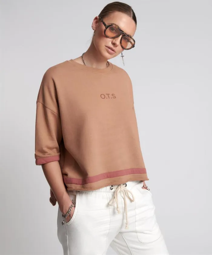 Women OTS SWEAT TEE BROWN One Teaspoon Tees and Tanks