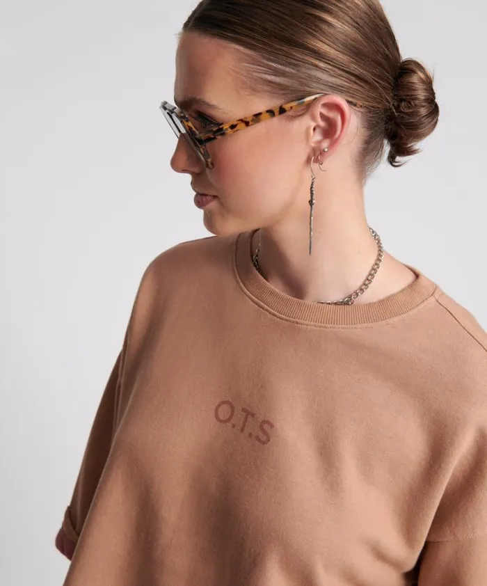 Women OTS SWEAT TEE BROWN One Teaspoon Tees and Tanks Women OTS SWEAT TEE BROWN One Teaspoon Tees and Tanks
