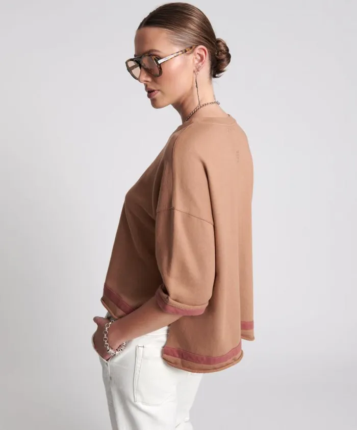 Women OTS SWEAT TEE BROWN One Teaspoon Tees and Tanks Women OTS SWEAT TEE BROWN One Teaspoon Tees and Tanks