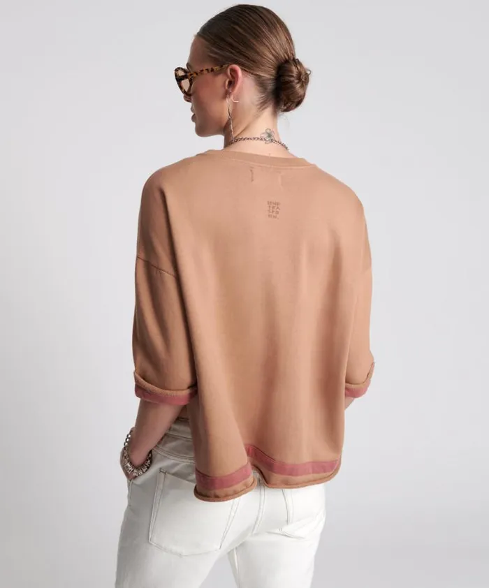 Women OTS SWEAT TEE BROWN One Teaspoon Tees and Tanks Women OTS SWEAT TEE BROWN One Teaspoon Tees and Tanks