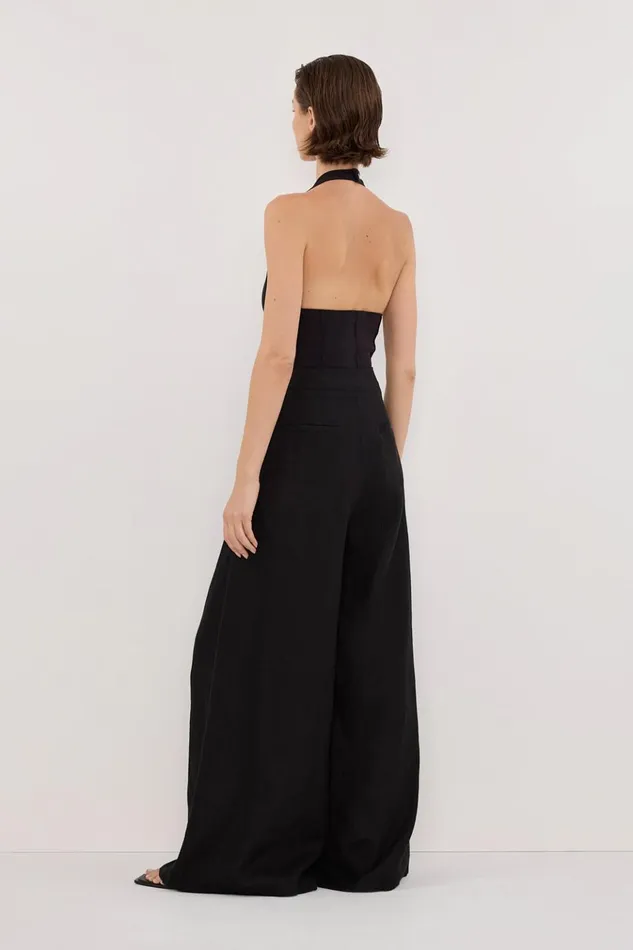 Women Pants DISSH CODY BLACK WIDE LINEN PANT