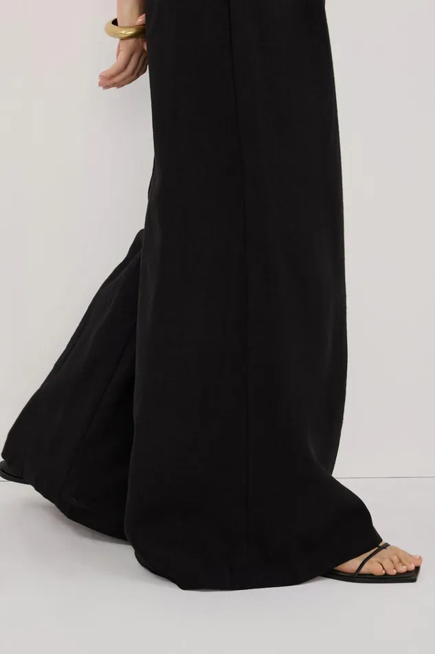 Women Pants DISSH CODY BLACK WIDE LINEN PANT