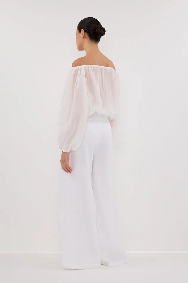 Women Pants DISSH CODY WHITE WIDE LINEN PANT