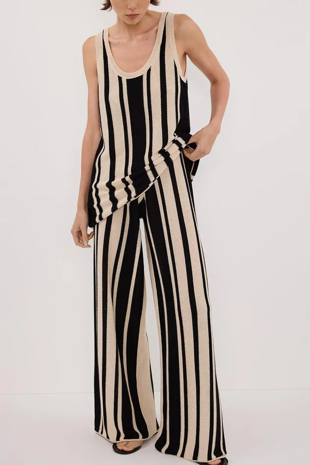 Women Pants DISSH DELPHI STRIPE WIDE LEG KNIT PANT