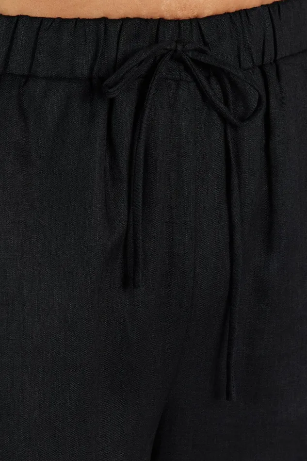 Women Pants DISSH GINA BLACK LINEN ELASTIC WAIST PANT