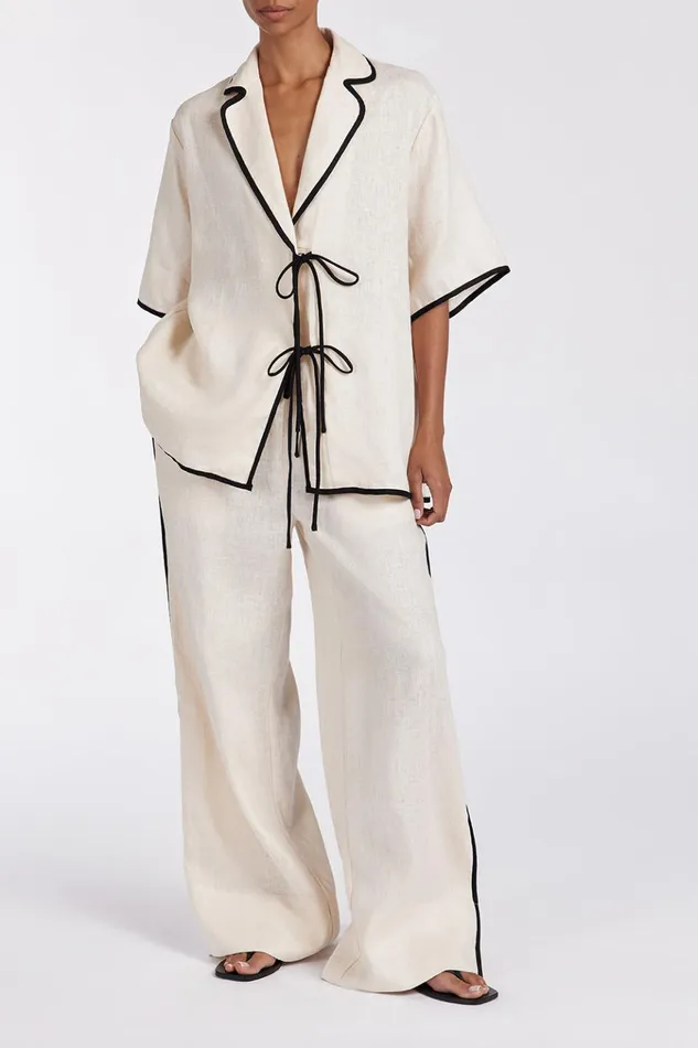 Women Pants DISSH VON CREAM LINEN PANT