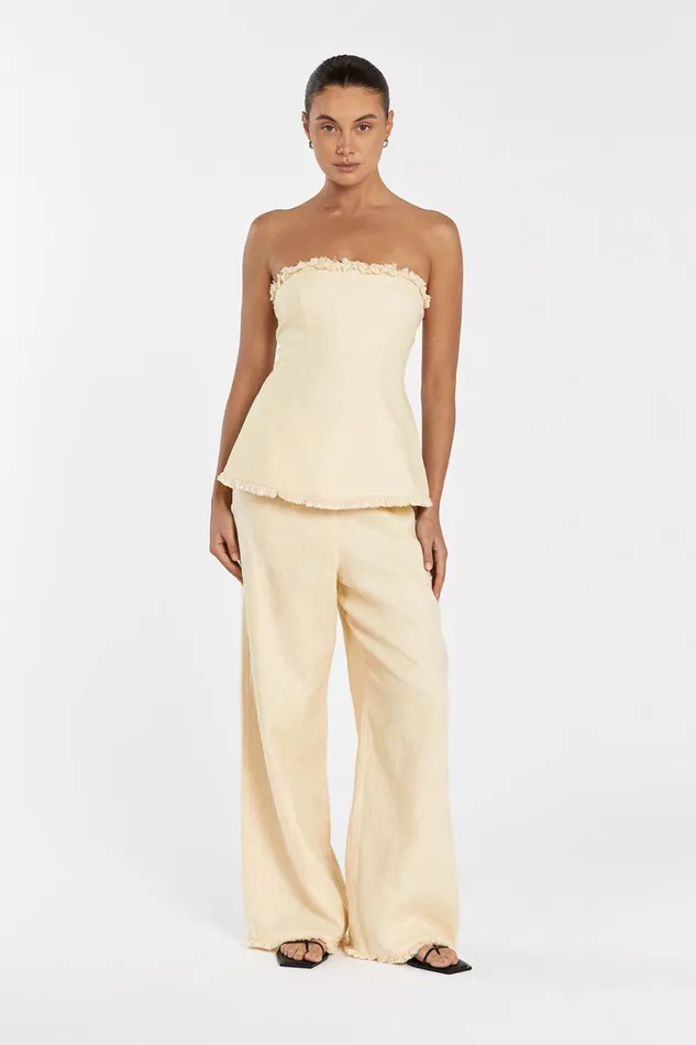 Women Pants DISSH ZAHARA LEMON LINEN FRINGED PANT