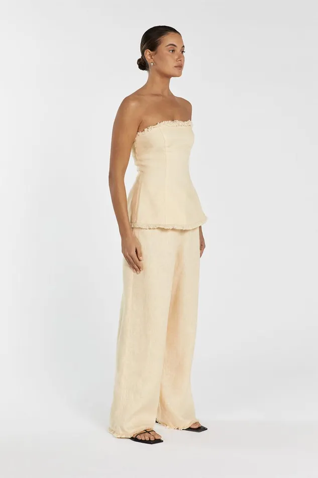 Women Pants DISSH ZAHARA LEMON LINEN FRINGED PANT