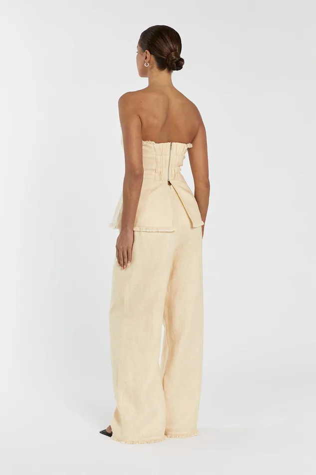 Women Pants DISSH ZAHARA LEMON LINEN FRINGED PANT