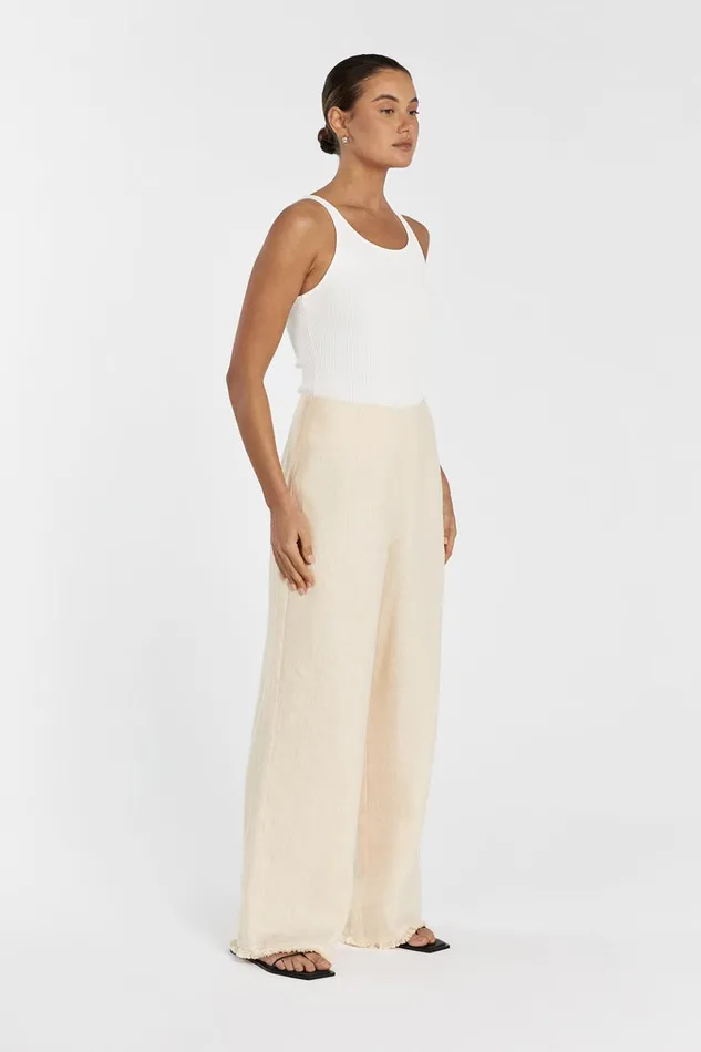Women Pants DISSH ZAHARA LEMON LINEN FRINGED PANT
