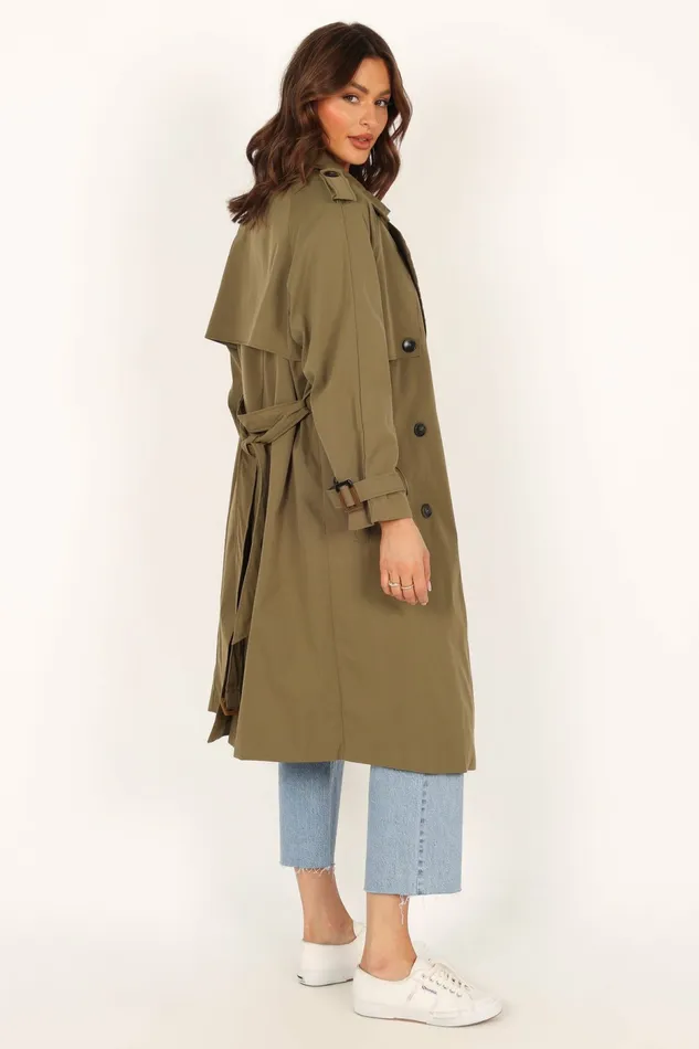 Women Petal and Pup Trina Button Front Trench Coat Olive Jackets and Coats