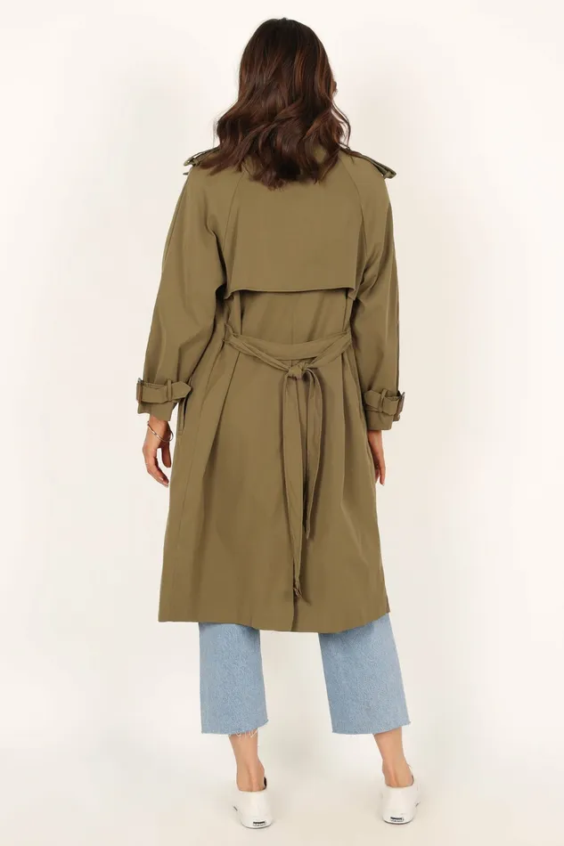 Women Petal and Pup Trina Button Front Trench Coat Olive Jackets and Coats