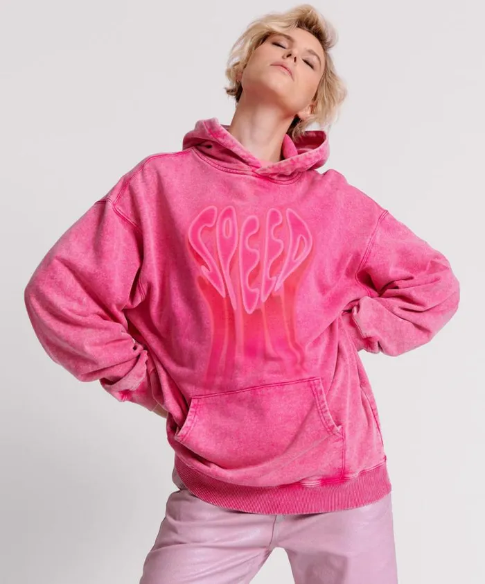 Women PINK ACID SPEED LONGLINE HOODY One Teaspoon Hoodies And Sweats Women PINK ACID SPEED LONGLINE HOODY One Teaspoon Hoodies And Sweats