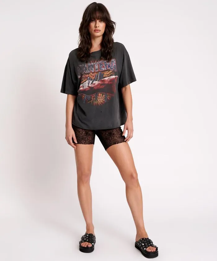 Women POISON ROSE MESH BIKE SHORTS One Teaspoon Bottoms Women POISON ROSE MESH BIKE SHORTS One Teaspoon Bottoms
