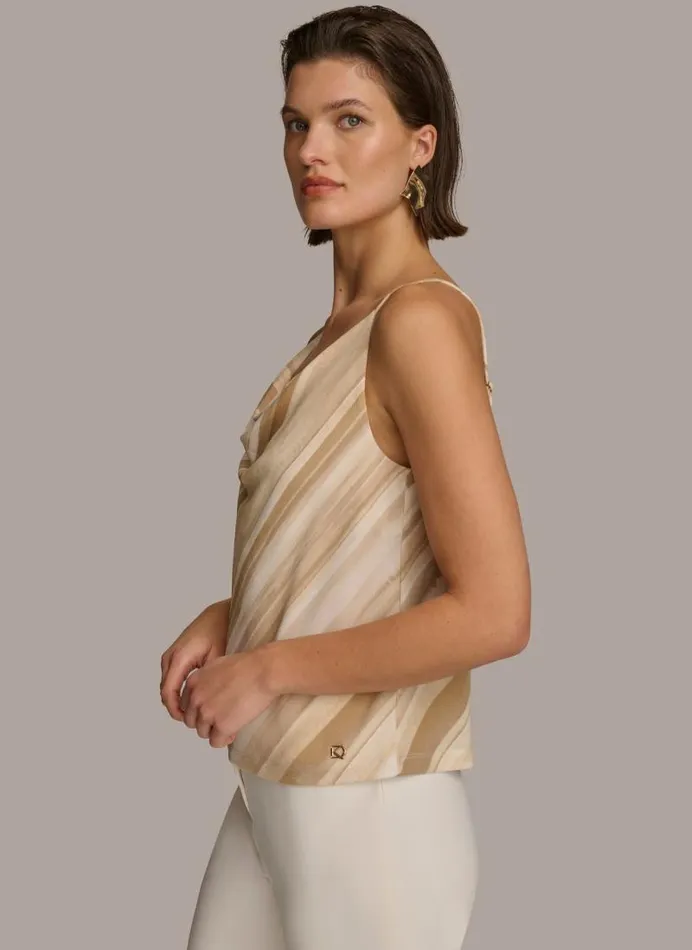 Women PRINTED COWL STRAPPY CAMI Beige Donna Karan New York Sweaters And Tops Women PRINTED COWL STRAPPY CAMI Beige Donna Karan New York Sweaters And Tops