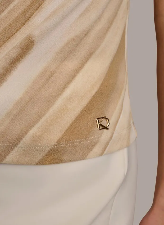 Women PRINTED COWL STRAPPY CAMI Beige Donna Karan New York Sweaters And Tops Women PRINTED COWL STRAPPY CAMI Beige Donna Karan New York Sweaters And Tops