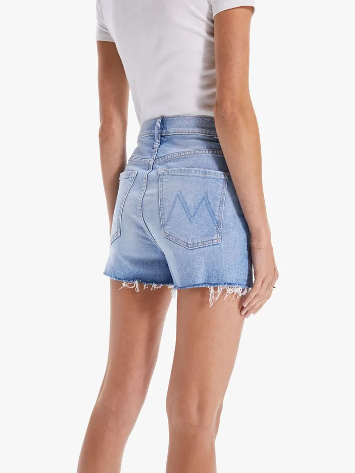 Women Relaxed Mother Denim The Scrapper Cut Off Fray Short Dark Blue