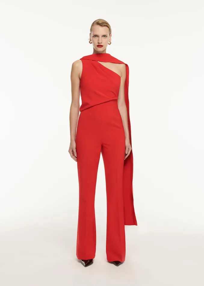 Women Roland Mouret Clothing Asymmetric Crepe Jumpsuit