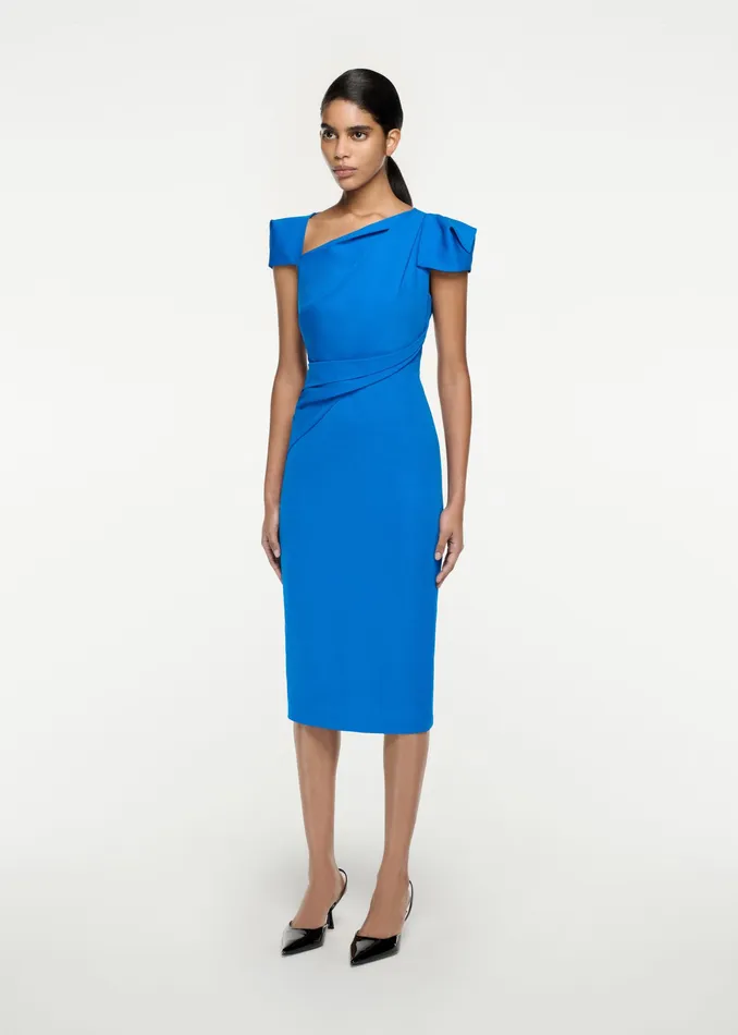 Women Roland Mouret Clothing Cap Sleeve Stretch Cady Midi Dress