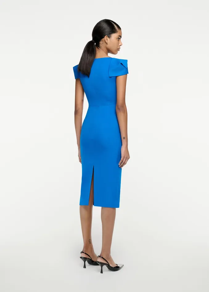 Women Roland Mouret Clothing Cap Sleeve Stretch Cady Midi Dress