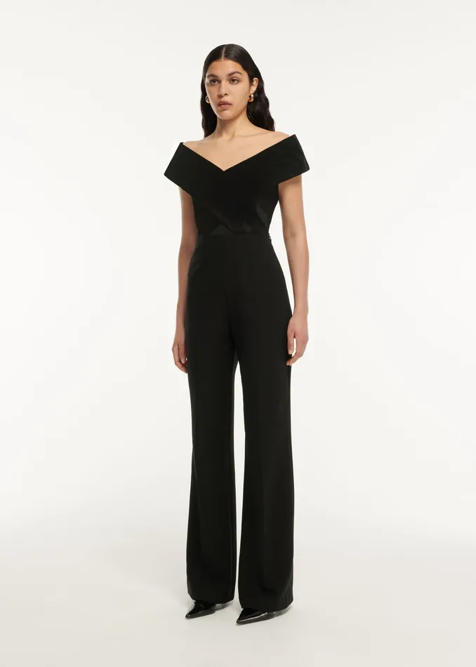 Women Roland Mouret Clothing Off Shoulder Stretch Cady Velvet Top