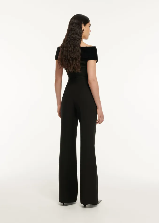 Women Roland Mouret Clothing Off Shoulder Stretch Cady Velvet Top