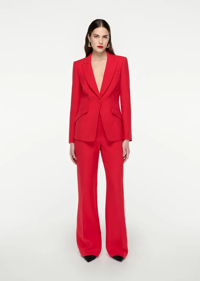 Women Roland Mouret Clothing Single Breasted Silk Wool Blazer