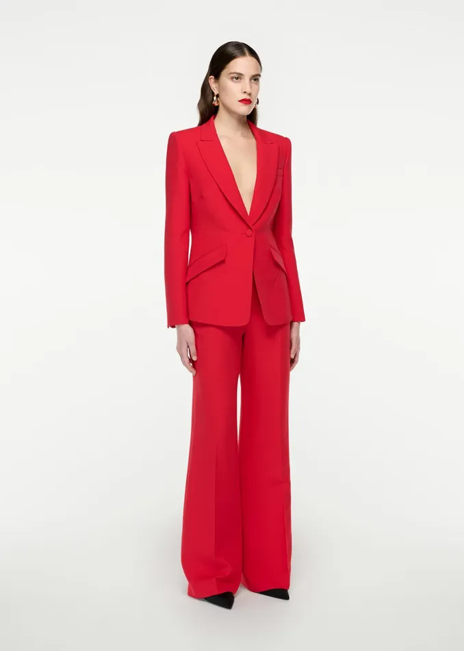 Women Roland Mouret Clothing Single Breasted Silk Wool Blazer
